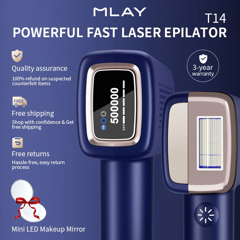 MLAY T14 IPL Hair Removal Device For Full Body With Replaceable Lamp And Long Battery