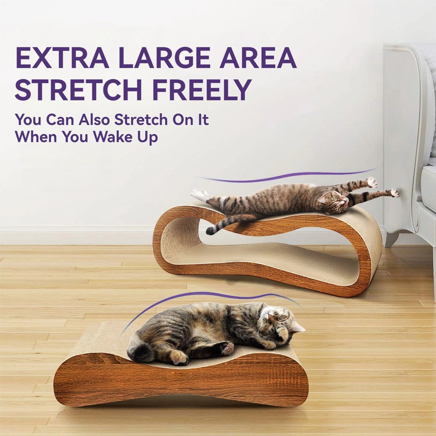 2 In 1 Cat Scratcher Cardboard Lounge Bed And Post