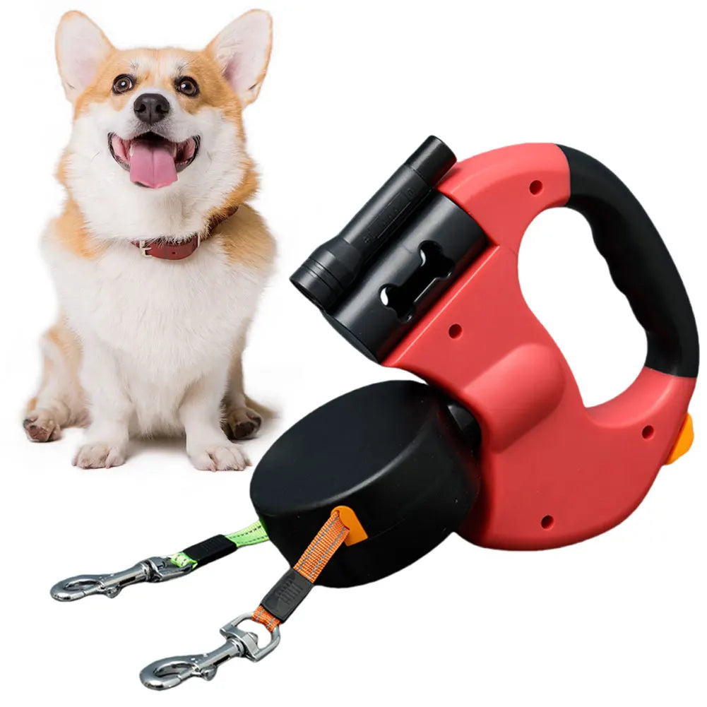 Alloet Dual Headed Dog Leash 360 Degree Swivel Retractable