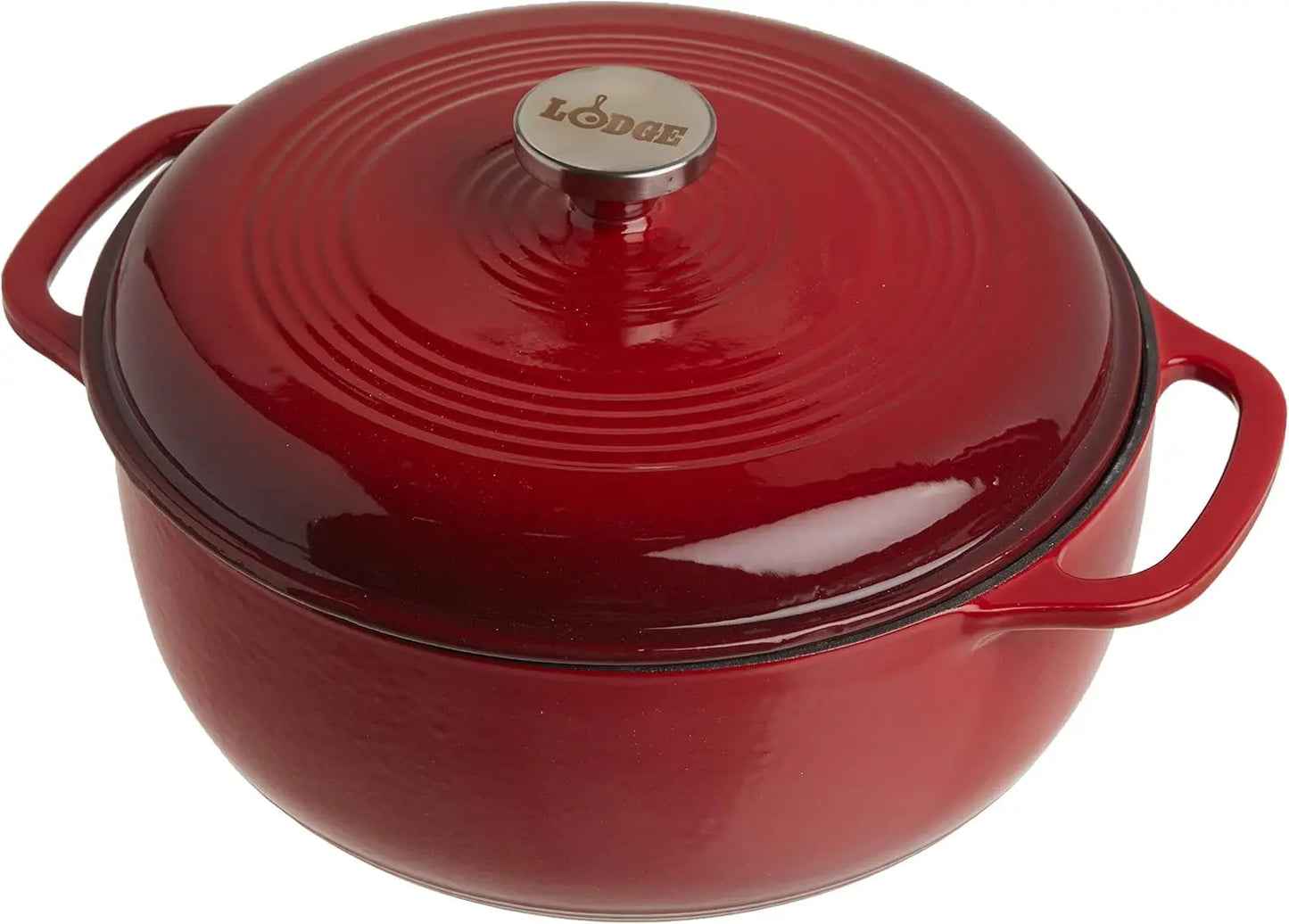 Lodge 6 Quart Enameled Cast Iron Dutch Oven with Lid Dual Handles Oven Safe up to 500° F or on Stovetop Use to Marinate Cook