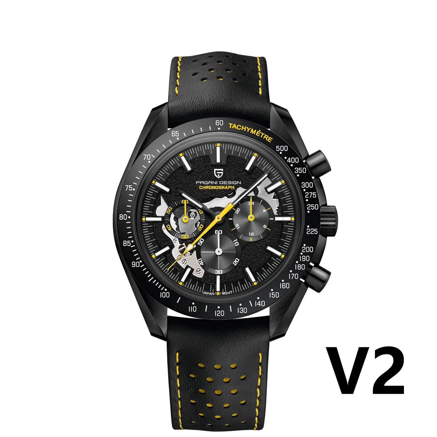 PAGANI DESIGN Moon Dark Mens Skeleton Chronograph Watch