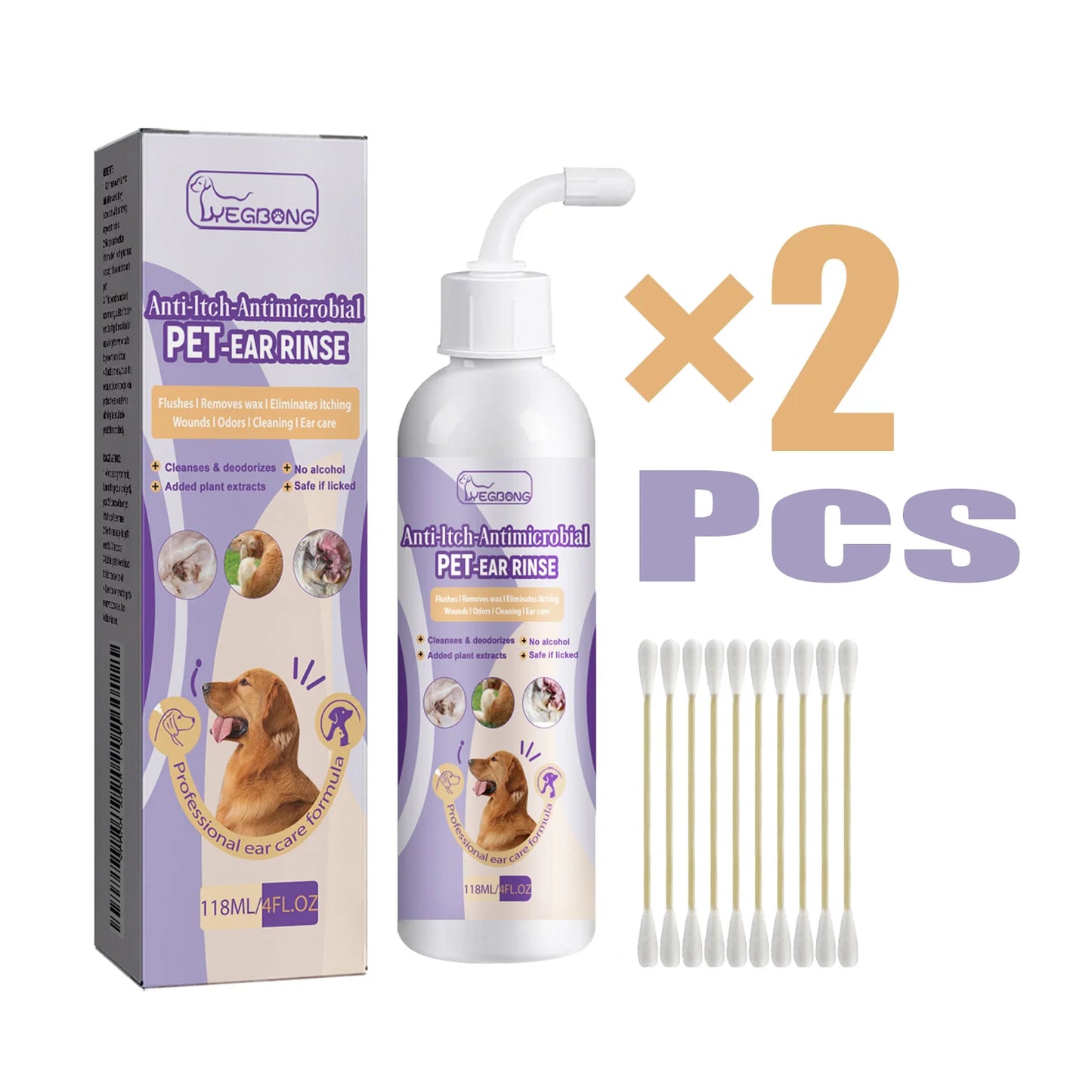 YEGBONG Pet Ear Cleaner Gentle Hypoallergenic Ear Mite Control Solution
