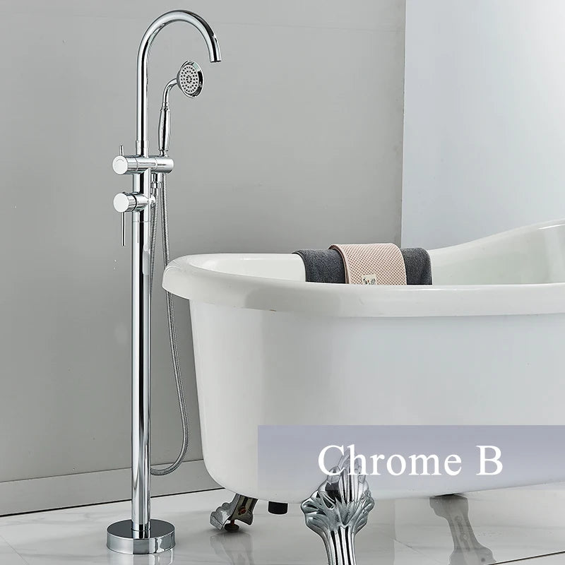 Rozin Floor Standing Bathtub Faucet With Swivel Spout Dual Control