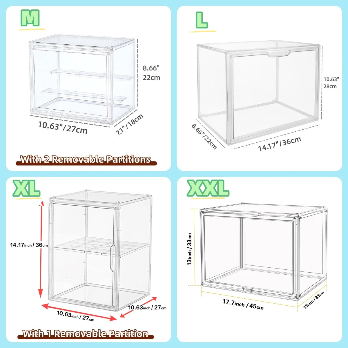 NONECN Acrylic Display Box Stackable Storage Case For Figurines