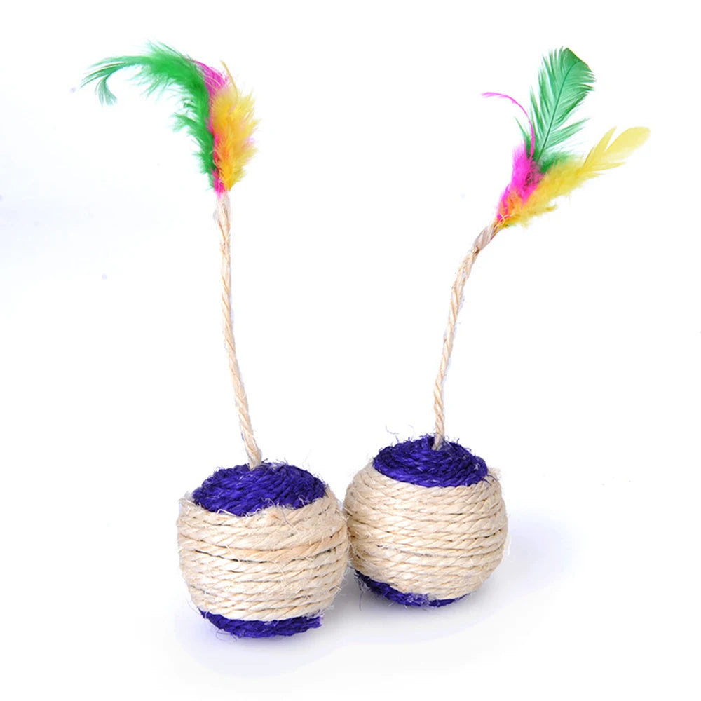 Cat Toy Sisal Shuttlecock Ball With Feathers