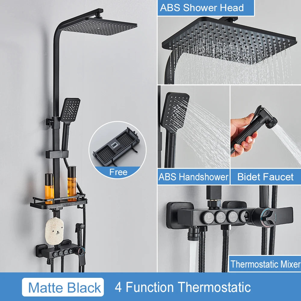 MYQualife Thermostatic LCD Shower Faucet Set With Digital TemperatureReadout Rainfall