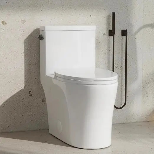 One Piece Elongated Toilet With Powerful Dual-Flush Cyclone Flushing 1.28 GPF Ceramic
