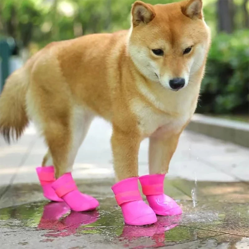 Waterproof Rain Shoes For Dogs And Cats Anti Slip Rubber Boots 4 Pack