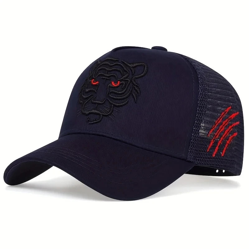 Tiger Head Embroidery Baseball Cap Unisex Adjustable Outdoor Hat