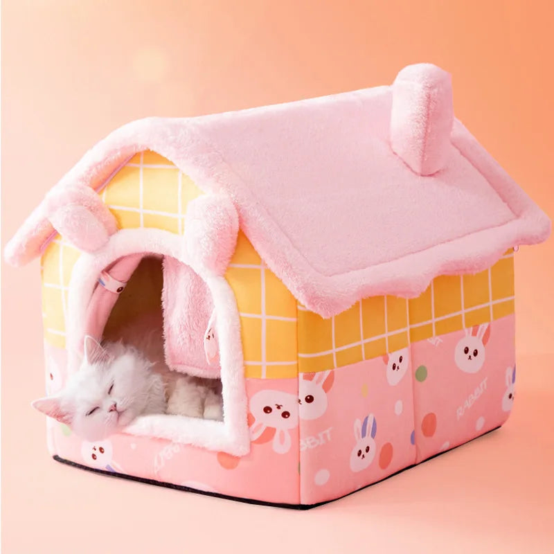 NONECN Indoor Dog Kennel Bed Cave For Small Dogs Soft Removable Mat Portable