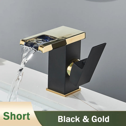 Rozin LED Bathroom Basin Faucet Waterfall Hot Cold Deck Mounted