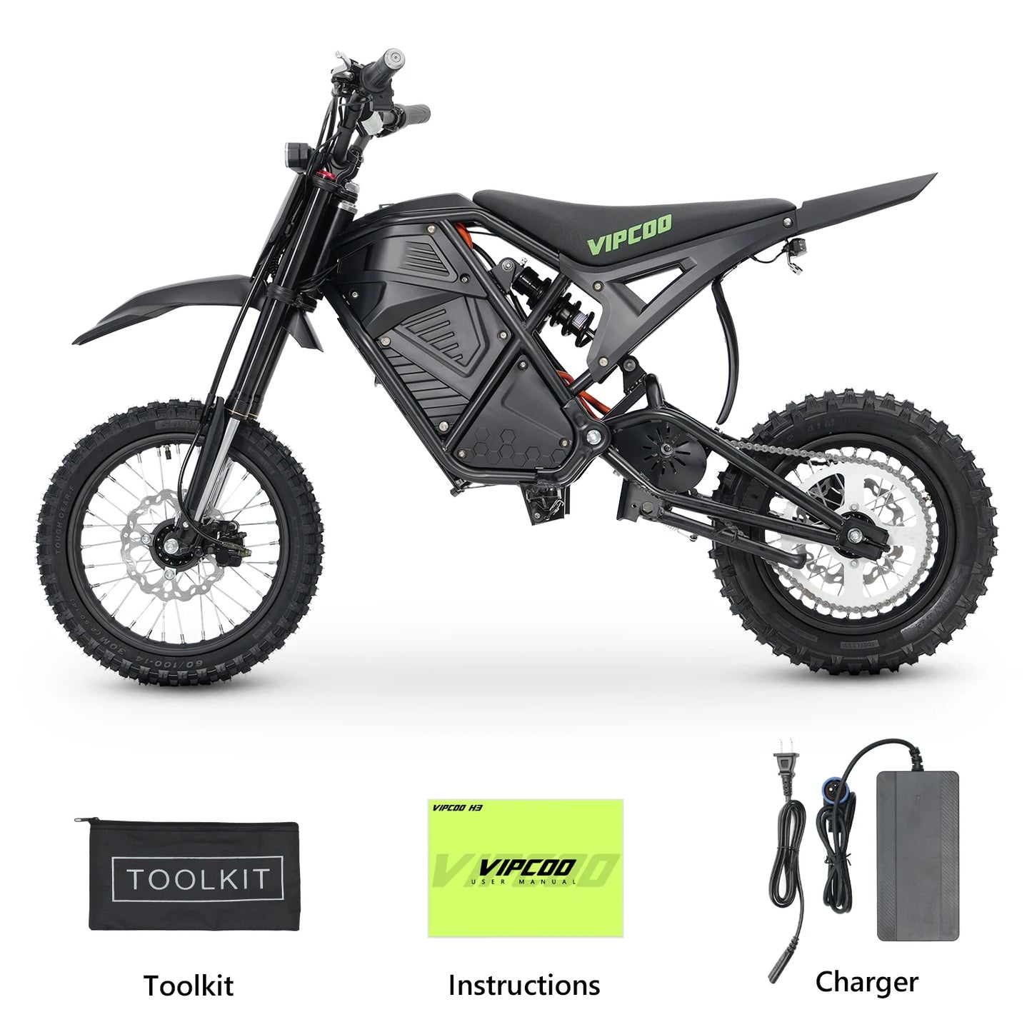 VIPCOO H3 3500W Electric Dirt Bike Fat Tire Nitrogen Suspension