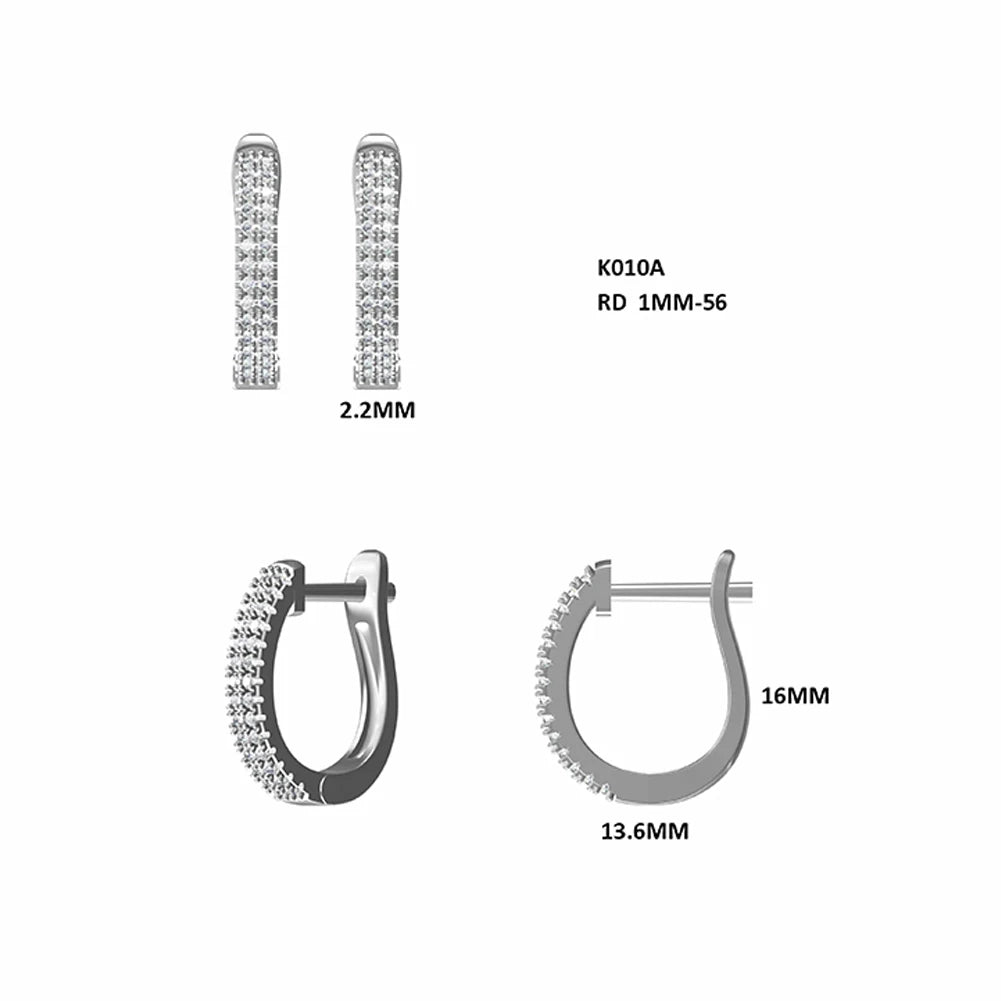 GEM'S BALLET Moissanite Hoop Earrings 925 Silver U Shaped Huggies