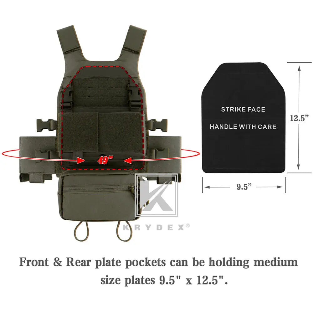 KRYDEX FCS Slickster Tactical Vest Plate Carrier With Drop Pouch