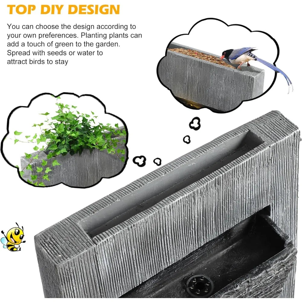 49.6''H Cascading Rock Water Fountain Outdoor Garden Waterfall with Lights, Fountain Indoor Decor for Garden, Patio, Back