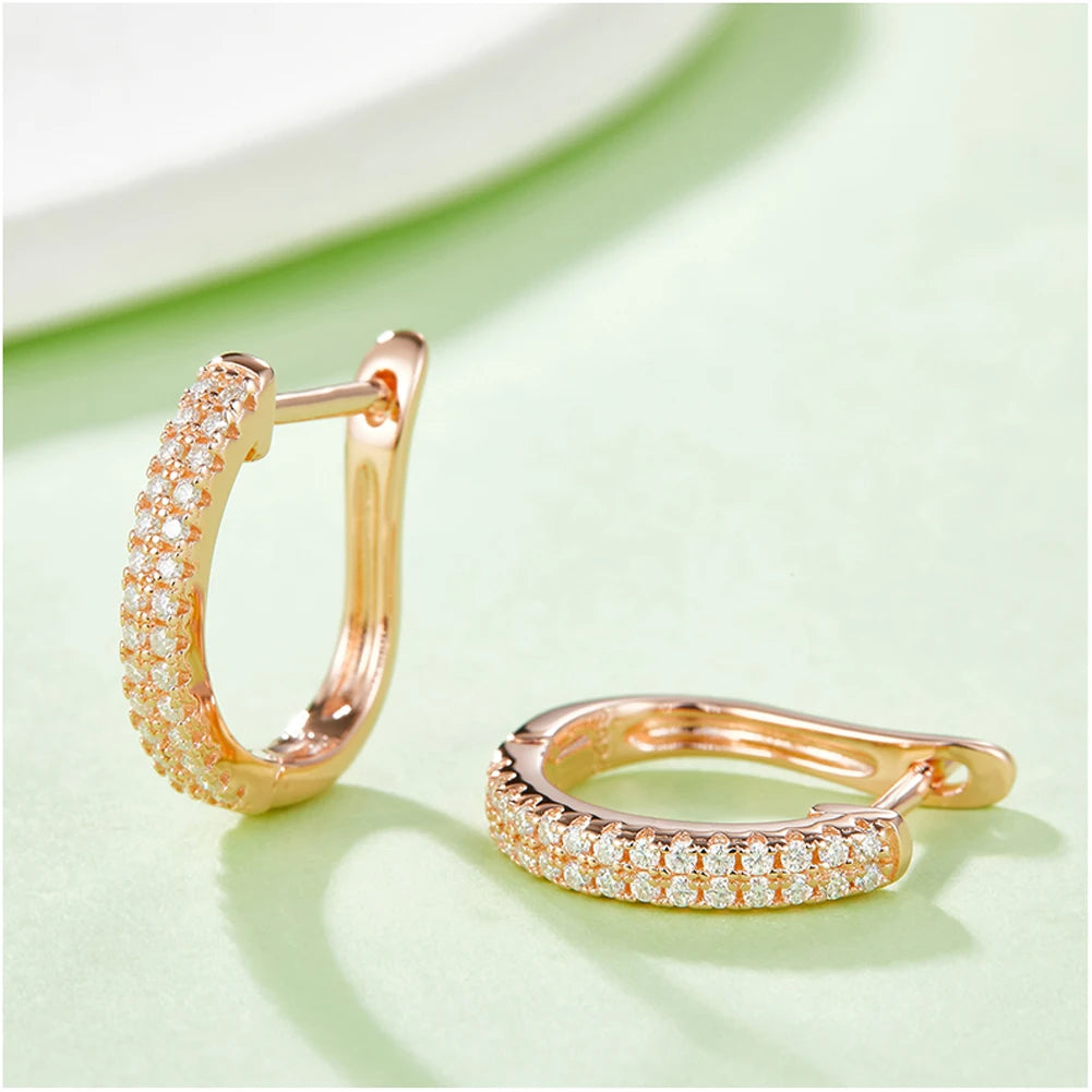 GEM'S BALLET Moissanite Hoop Earrings 925 Silver U Shaped Huggies