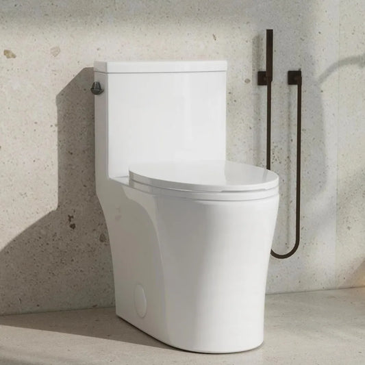 One Piece Elongated Toilet With Powerful Dual-Flush Cyclone Flushing 1.28 GPF Ceramic