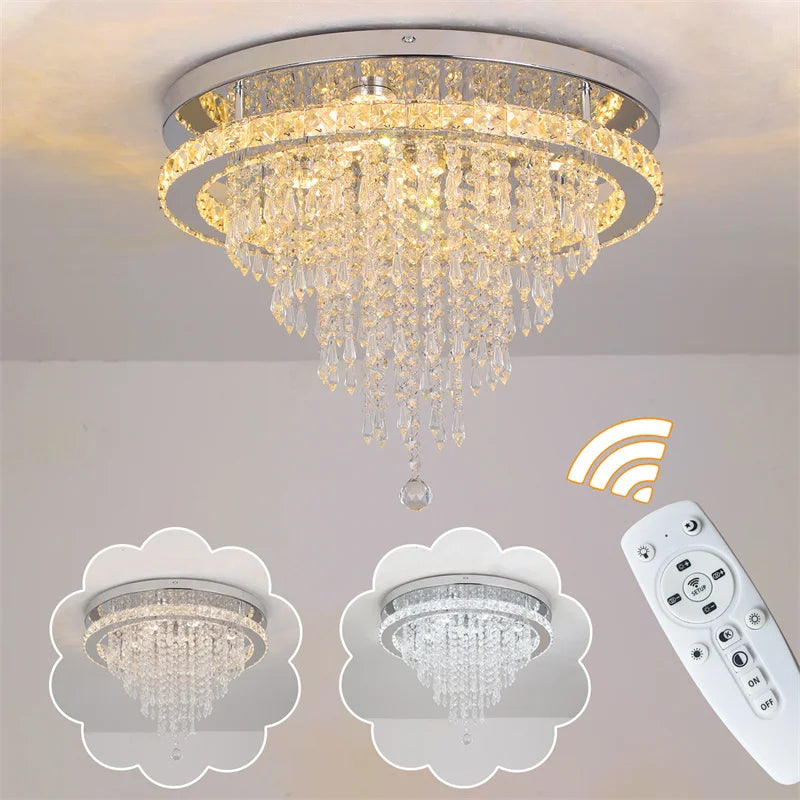 GreeLustr Modern Minimalist Dimmable Crystal LED Chandelier