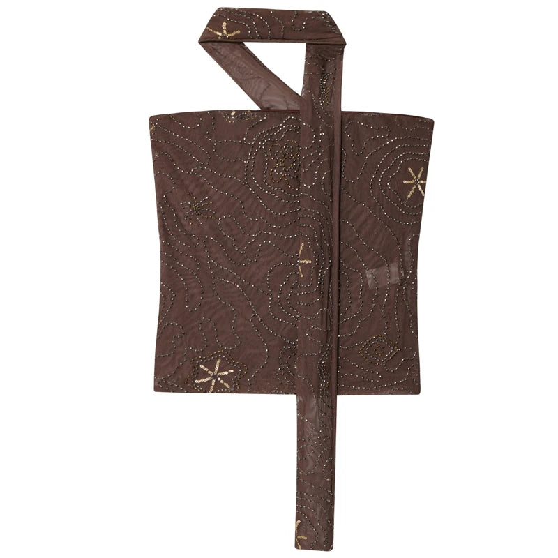 Women's Beaded Sequin High Waist Pants for Streetwear and Casual