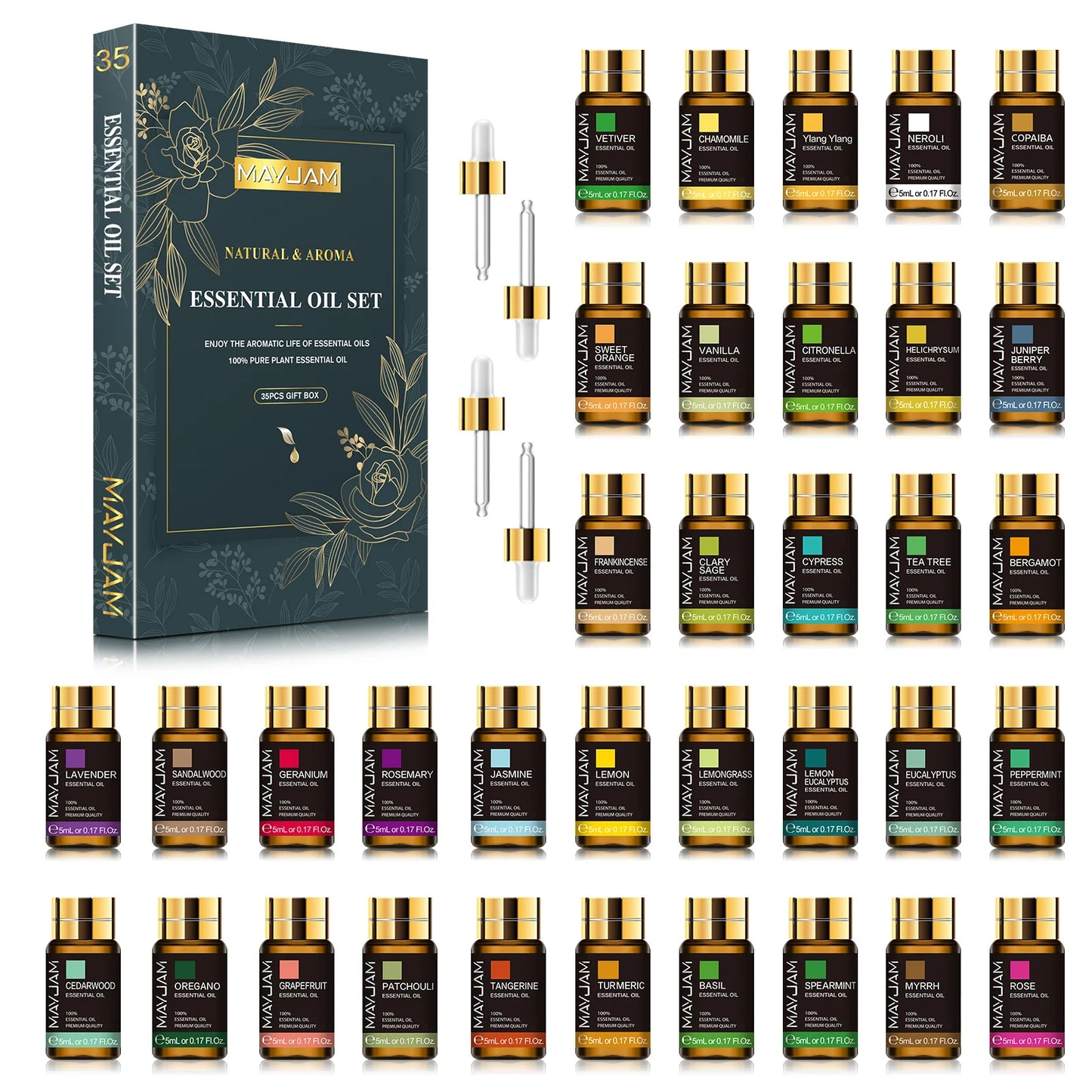 MAYJAM Essential Oils 35pc Set For Humidifier Diffuser Air Fresheners