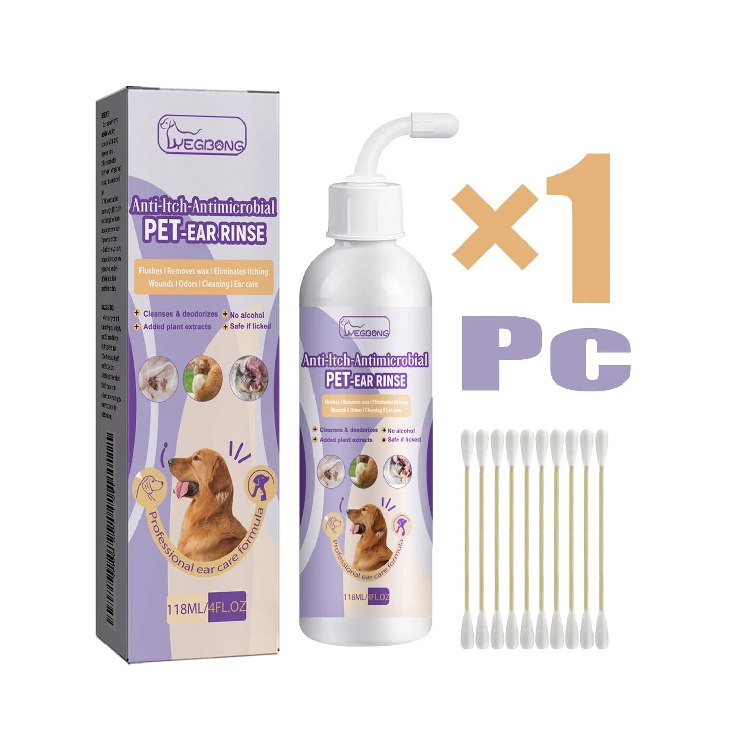 YEGBONG Pet Ear Cleaner Gentle Hypoallergenic Ear Mite Control Solution