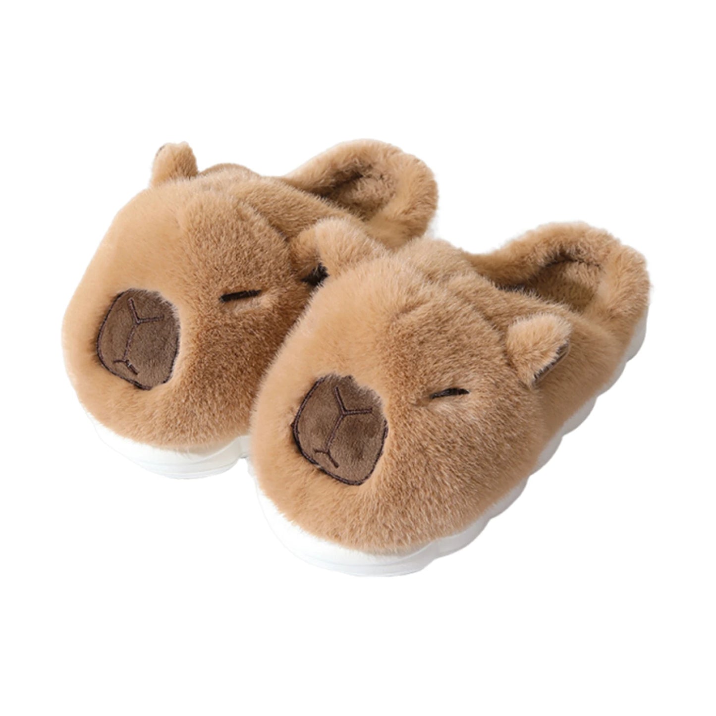 Plush Capybara Slippers Closed Toe Slippers Cute Thermal Home Slippers Comfortable Fluffy Couple Slippers Non-Slip for Men Women