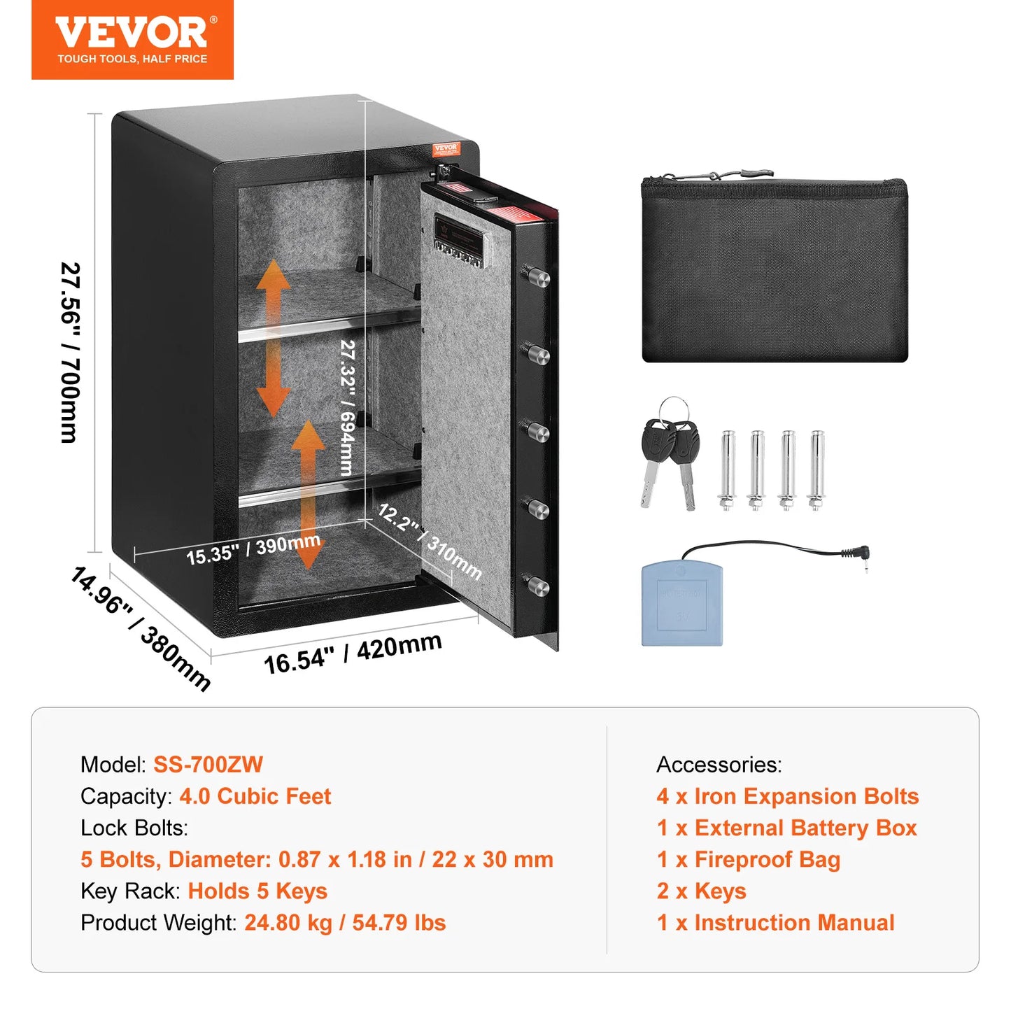 SucceBuy Fireproof Safe Box With Biometric Fingerprint Lock And PasswordProtectionPlus