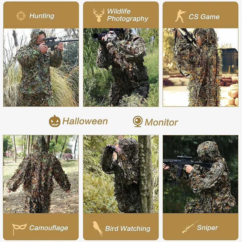 Hubei 3D Ghillie Suit Unisex Tactical Camouflage Outdoor Set