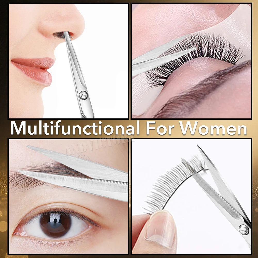 Stainless Steel Multi-Purpose Beauty Scissors for Brows and Lashes