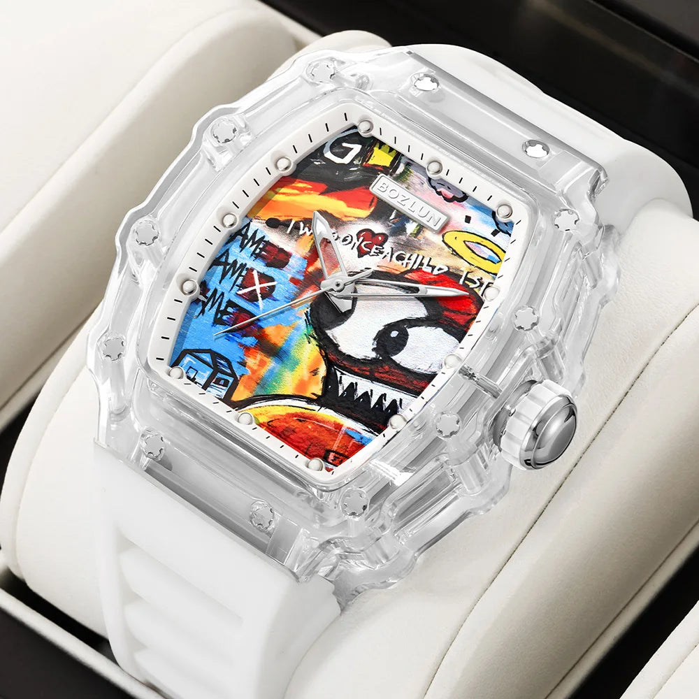 Bozlun Automatic Watch Octopus Comic Design Casual Sports Wristwatch
