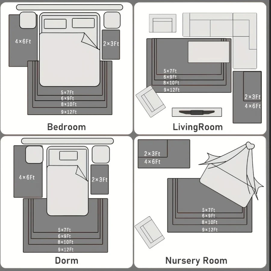 NONEDesign Geometric Plush Area Rug for Living Room Bedroom