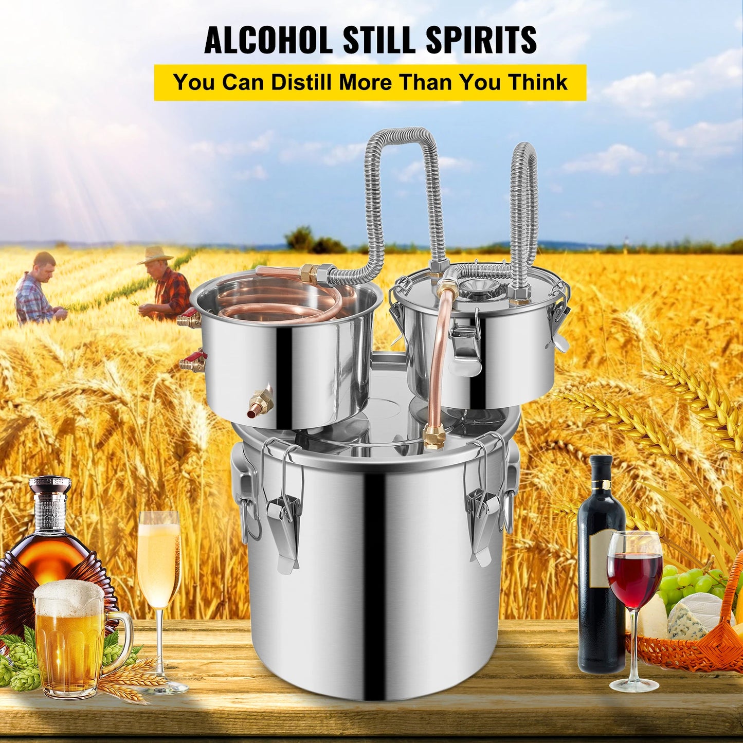 SucceBuy Premium Alcohol Distiller Stainless Steel Moonshine Still For Homebrewers