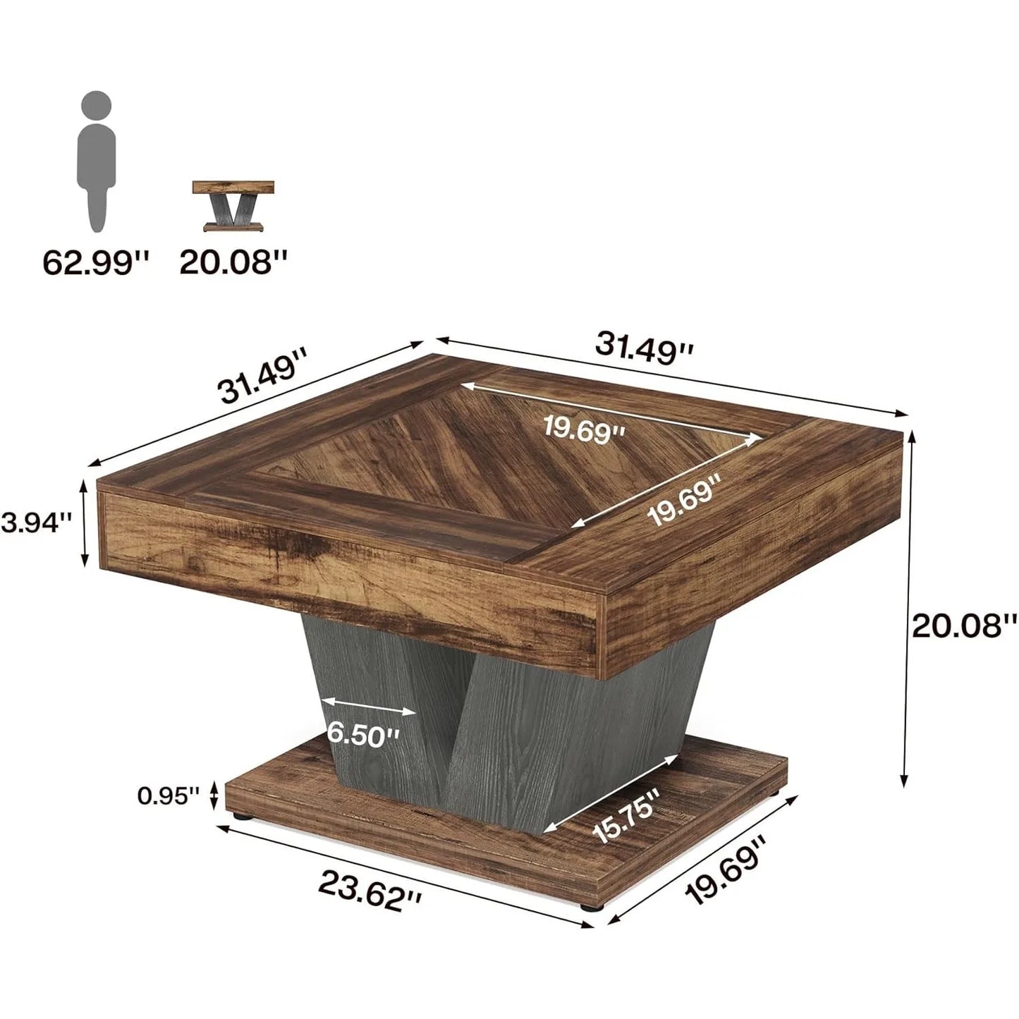 Little Tree Square Premium Hardwood Coffee Table Contemporary Metropolitan Living