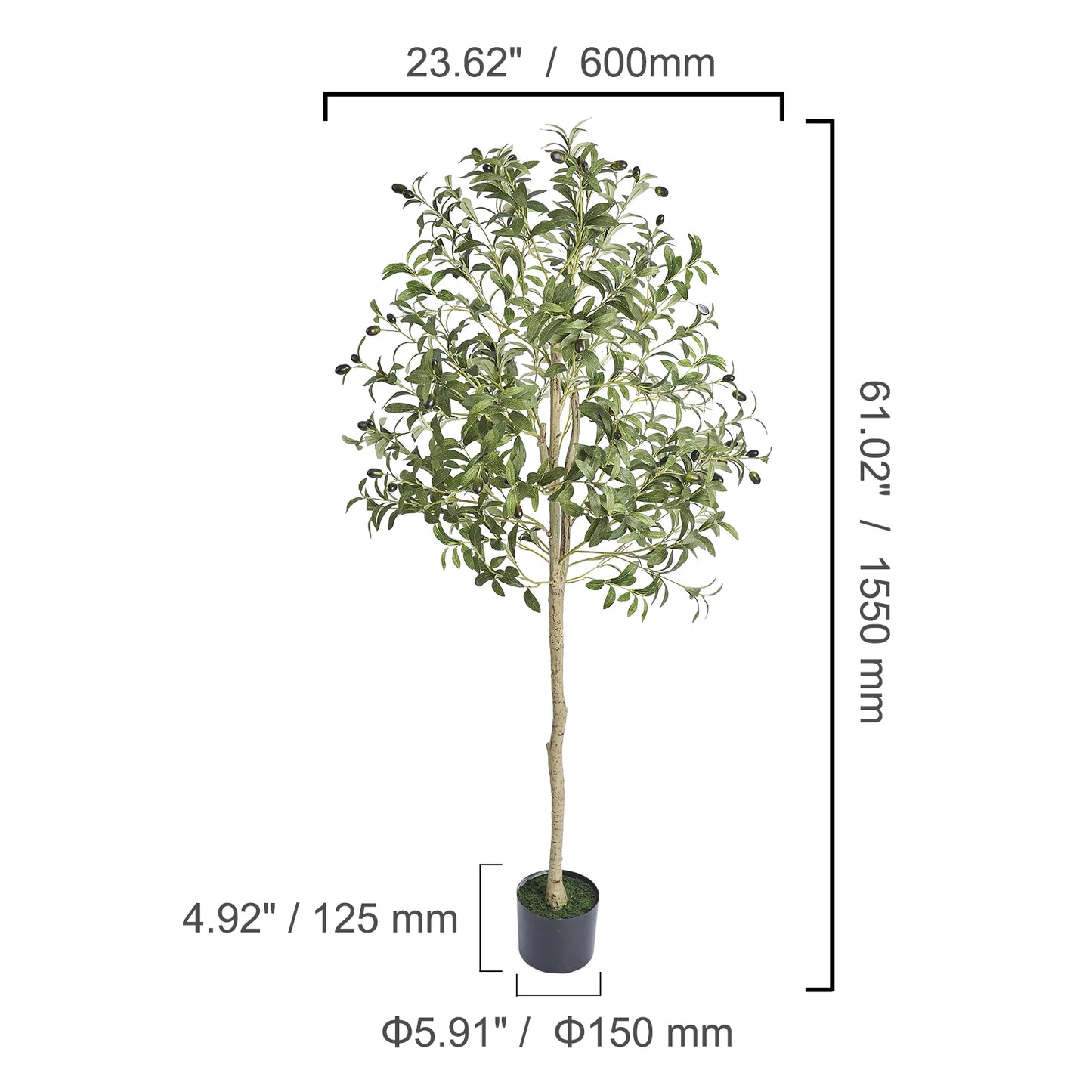 Artificial Olive Tree Faux Plant With Anti Tip Design For Stable Home Decor And Low Maintenance