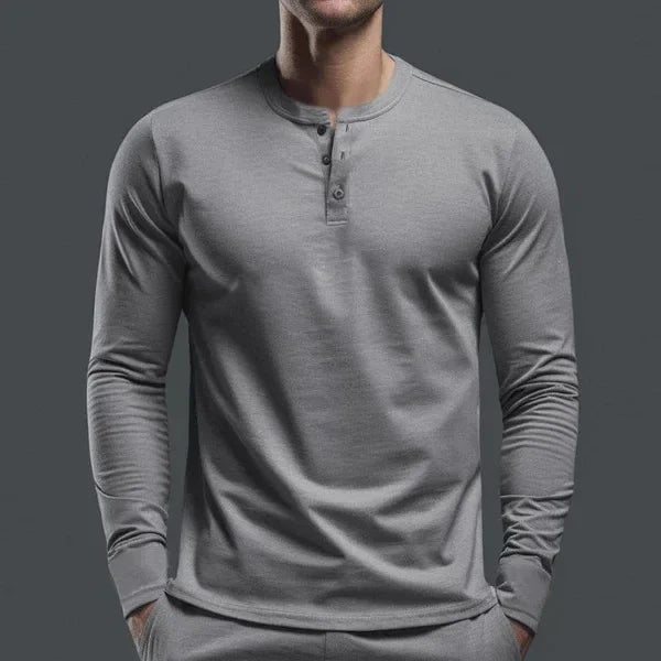 Men's Long Sleeve Knit T Shirt Base Henry Shirt For Spring And Autumn