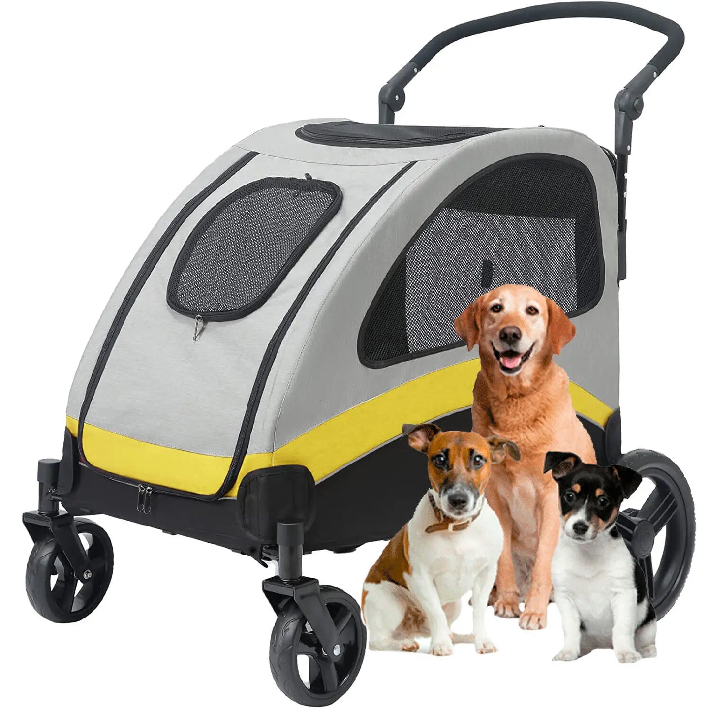 Dog Stroller Four Wheel Folding Jogger Wagon Travel Carrier 55kg