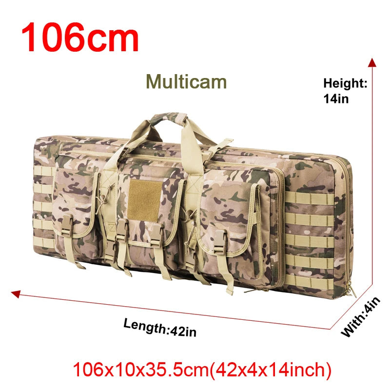 LQARMY Tactical Double Rifle Case With Molle Backpack Gun Bag