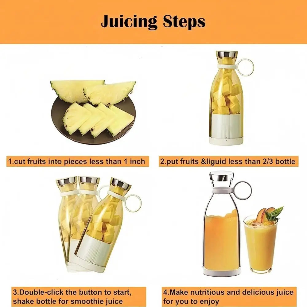 Rechargeable 350ml portable juicer, wireless orange blender, 50W USB fruit mixer, fast shipping from US warehouse