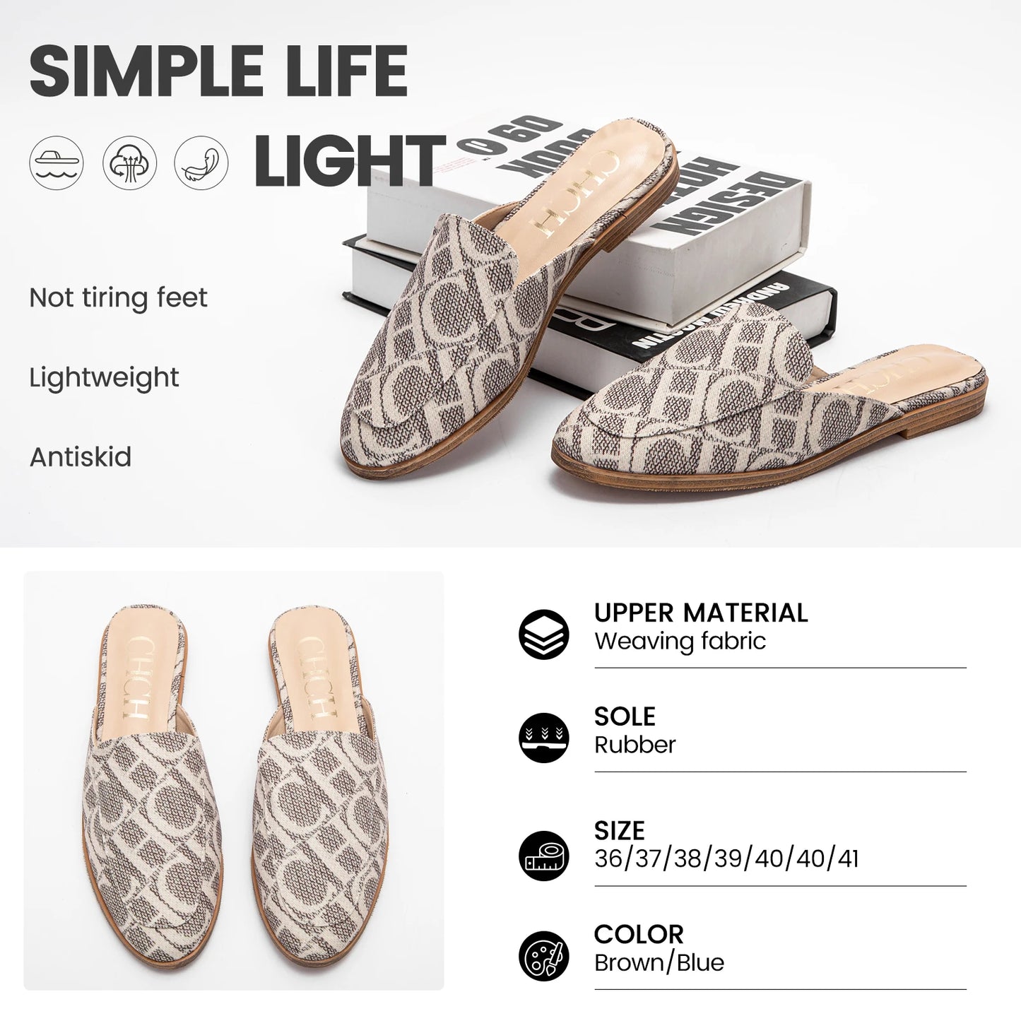 CHCHCN Luxury Women's Slippers Flat Sandals Beach Shoes
