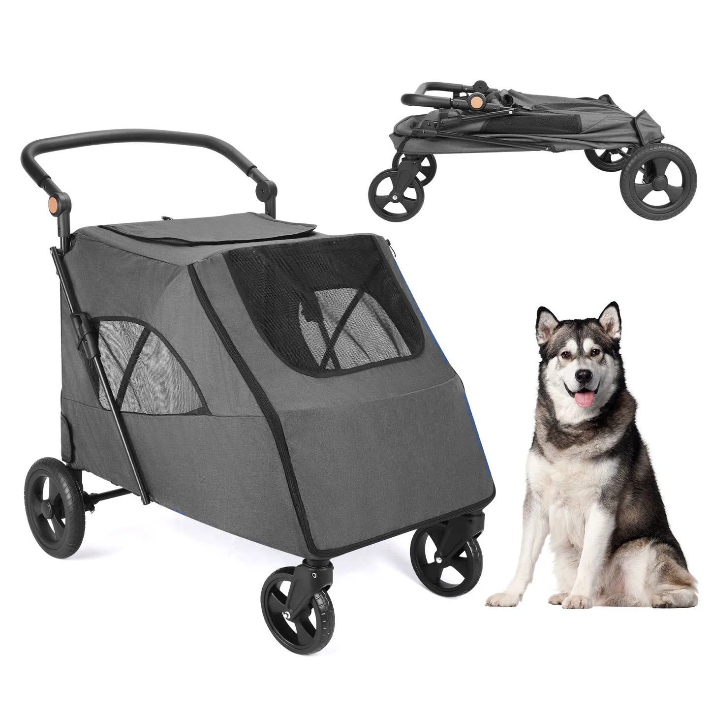 Wedyvko Pet Stroller 4 Wheel Travel Jogger For Dogs And Cats