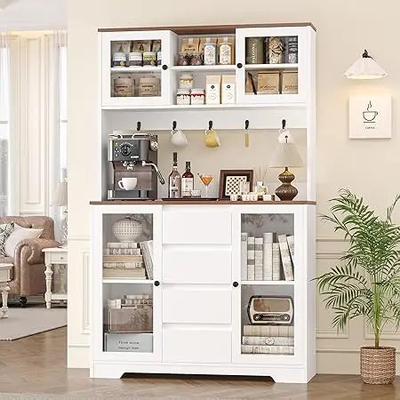 Kitchen Pantry Cabinet With Hutch Microwave Stand And Hooks