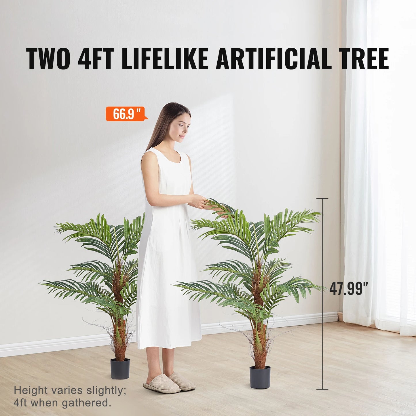 Artificial Palm Tree Faux Plant With Anti Tip Tilt Protection And Low Maintenance PE Material For Home Prop 65 Compliant