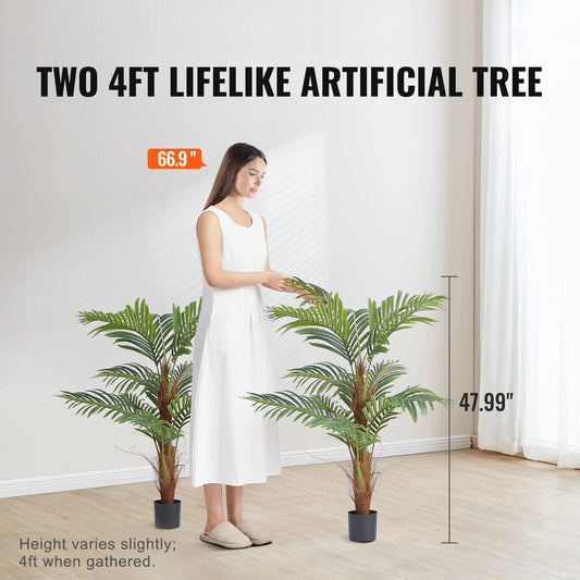 Artificial Palm Tree Faux Plant With Anti Tip Tilt Protection And Low Maintenance PE Material For Home Prop 65 Compliant
