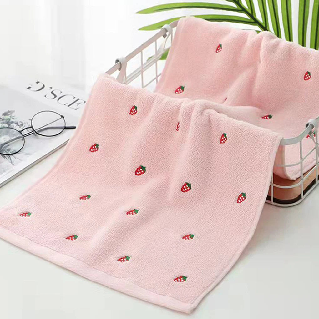 Strawberry Embroidered Bath Towel Set Lightweight Designer