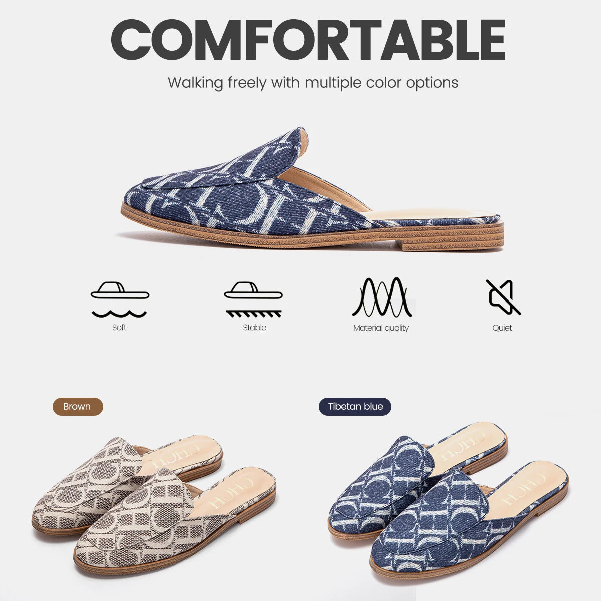 CHCHCN Luxury Women's Slippers Flat Sandals Beach Shoes