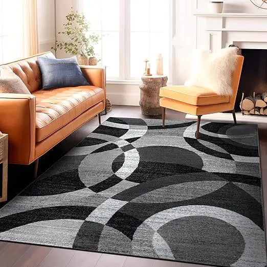 Contemporary Abstract Circles Area Rug For High Traffic Living Rooms And Home Offices