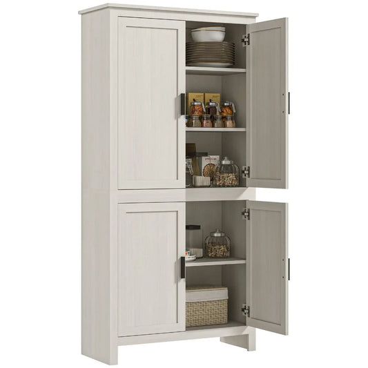 Freestanding 4 Door Kitchen Pantry Cabinet With 5 Tier Shelves