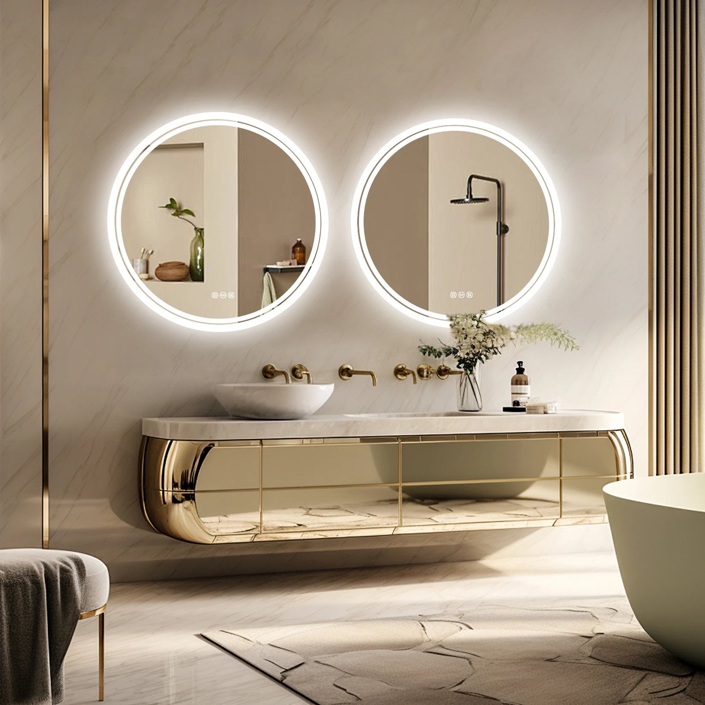 Wisfor Bathroom LED Mirror Circle Backlit Anti Fog 3 Lighting Modes IP65 Dimmable