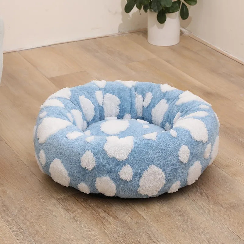 Warm Calming Donut Bed - Fluffy Soft Pet Bed for Small/Medium/Large Dogs & Cats | Washable Anti-Slip Round Bedding