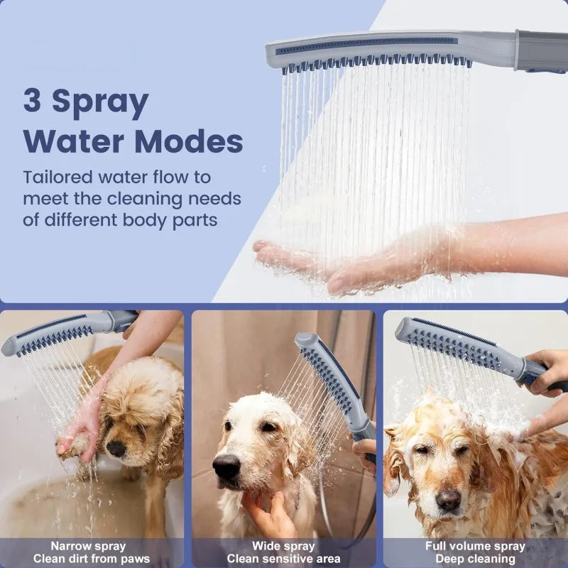 Dog Shower Attachment With Metal Diverter For Easy Bathing Three Spray Modes
